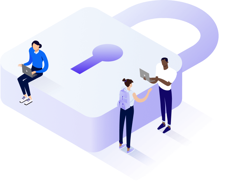 Large padlock protecting a connected team