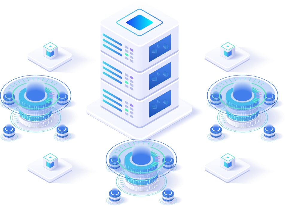 A central server connected to multiple data stores