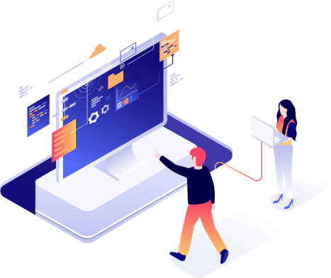 Designers and developers building a digital interface